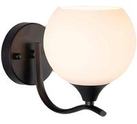 Applique Murale Moderne, Lampe d'intérieur avec Abat-Jour en Verre Blanc Laiteux et Base en métal, éclairage Mural pour Chambre, Couloir, escalier, décoration et éclairage intérieurs