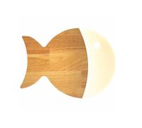 Applique Murale Moderne Minimaliste en Forme de Poisson, en chêne Massif et Acrylique, LED, pour Chambre d'enfant, crèche, Chambre d'enfant, Motif Animalier Mignon, éclairage Blanc Chaud, Facile