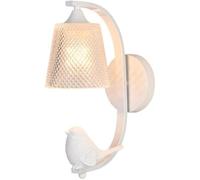 Applique Murale Moderne Noire Style Ferme avec Verre strié, Style Nordique Moderne, Lampe Murale Vintage Style Oiseau Blanc Art déco pour Chevet, Salle de Bain, Salon