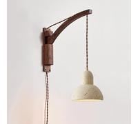 Applique Murale Moderne pour Couloir Style Milieu Du Siècle | Lampe Murale à Bras Articulé Réglable En Bois Rustique Et Marbre pour La Lecture Dans Une Chambre Un Salon Ou Une Maison de C