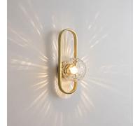 Applique murale moderne simple allée applique murale luminaires commode appliques murales chevet applique avec abat-jour en verre à motif d'eau pour couloir salon chambre salle de bain (Gold 2)