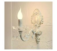 Applique murale moderne vintage effet vieilli, finition blanche, en forme bougie, avec cristaux décoratifs, for un salon style campagnard, un escalier ou une salle bain.(Antique White,1 LIGHT)