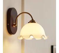 Applique Murale Moderne Vintage en Verre Laiteux, luminaire Mural Moderne du Milieu du siècle, Lampe de Salle de Bain en Verre Blanc, Lampe Murale Rustique en Bois pour Chambre à Coucher et Salle de