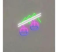 Applique murale néon pour remontées mécaniques, décoration murale de montagne d'hiver, panneau de cabine de station de ski, décoration murale de pavillon de sports de neige