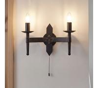 Applique Murale Noir Fer 2 Flamme B:33 Cm E14 Lampe De Chambre À Coucher