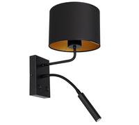 Applique Murale Noir Or Tissu B:18 Cm E27 G9 Bras D'Ombrage Salon