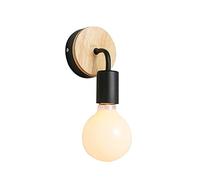 Applique murale noir rétro applique murale bois vintage E27 éclairage mural industriel éclairage intérieur pour chambre cuisine salle à manger couloir escalier hôtel cafés (sans ampoule)