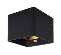 Applique murale noire batterie détecteur de mouvement Applique murale aimant USB réglable, 1x LED 1W 50Lm blanc chaud, LxLxH 10,1x10,1x8 cm
