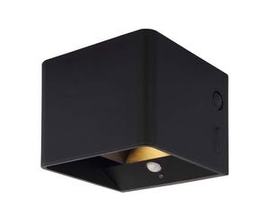 Applique murale noire batterie détecteur de mouvement Applique murale aimant USB réglable, 1x LED 1W 50Lm blanc chaud, LxLxH 10,1x10,1x8 cm