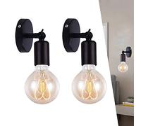 Applique Murale Noire E27 LED Fer lumière Porte-lampe de Couloir Murale Edison et support Applique Lampe de mur pour Chambre Cuisine, 2 Pièces