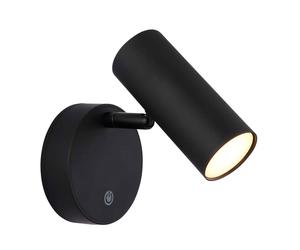 Applique murale noire orientable Spot mural Accu Support magnétique Applique murale Touchdimmer, 1x LED 0,4W 29Lm blanc chaud, LxLxH 15x10x12,5 cm