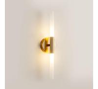 Applique murale nordique à LED à long tube, prix d'usine, applique murale moderne dorée, luminaire mural linéaire simple avec abat-jour en acrylique, en laiton brossé, pour chambre à coucher, salon,