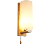 Applique Murale Nordique Avec Interrupteur, Applique Murale Personnalisée En Chêne Massif Et Verre, Applique Murale Simple Pour Balcon, Bar Ou Couloir, Douille E27, Éclairage de Chevet Moderne Et Simp