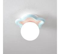 Applique Murale Nordique en Forme de Globe Floral, Style Rustique, en céramique, 7 W, LED, luminaire de Chevet Moderne en Verre dépoli, idéal pour Un Hall d'entrée, Une Chambre, Un Salon, Une vér