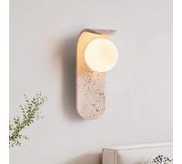 Applique Murale Nordique En Verre Laiteux Avec Travertin, Style Wabi Sabi, En Pierre Naturelle, Luminaire Pour Chambre À Coucher, Style Ferme Du Milieu Du Siècle, Pour Salon, Chevet, Éclairage Intérie