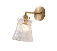 Applique Murale Nordique Simple En Laiton Et Verre - Douille E27, Fixation 14 Cm, Idéale Pour Chambre, Salon, Table de Chevet Ou Couloir.