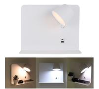 Applique Murale Orientable 6W avec Charge USB et Type C, 2700K-6000K, Blanc, Puces Osram, Driver KEGU