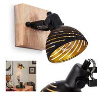 Applique murale Osina en métal noir et doré, élégant spot mural orientable de style rétro-design, idéal dans un salon moderne, pour 1 ampoule E14, ampoule(s) non incluse(s)