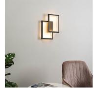 Applique ou plafonnier LED Taavi noir 28 W | Double rectangle noir, LED intégrées 28 W, pose murale ou plafond, style Art déco