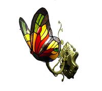 Applique Murale Papillon à Une lumière, Style Tiffany, en vitrail, idéale pour Chambre d'enfant, Chambre à Coucher, Restaurant ou hôtel. 110-240 V, culot E27, Couleur C.
