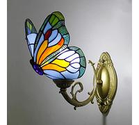 Applique Murale Papillon, Applique LED En Vitrail De Style Tiffany, 1 Lumière, Lampe De Chevet De Chambre Pour Salon Chambre D'enfant Couloir Salle De Bain, Multicolore,G