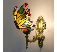 Applique Murale Papillon, Applique LED En Vitrail De Style Tiffany, 1 Lumière, Lampe De Chevet De Chambre Pour Salon Chambre D'enfant Couloir Salle De Bain, Multicolore,K