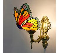 Applique Murale Papillon, Applique LED En Vitrail De Style Tiffany, 1 Lumière, Lampe De Chevet De Chambre Pour Salon Chambre D'enfant Couloir Salle De Bain, Multicolore,J