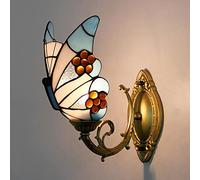 Applique Murale Papillon, Applique LED En Vitrail De Style Tiffany, 1 Lumière, Lampe De Chevet De Chambre Pour Salon Chambre D'enfant Couloir Salle De Bain, Multicolore,O