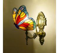 Applique Murale Papillon Tiffany/Appliques murales Style Tiffany pour Le Salon/Applique décorative Ancienne/Style Vintage pour Le Salon, la Chambre, Le Restaurant