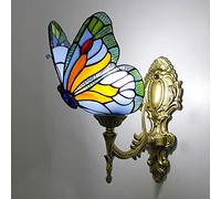 Applique Murale Papillon Tiffany, veilleuse pour Chambre d'enfant en Verre coloré, Applique Murale en Cristal, Lampe de Chevet.