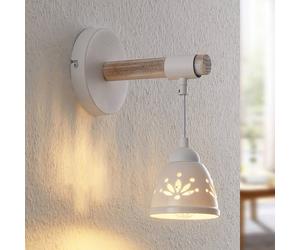 Applique murale Pimana Lindby, dimmable, bois clair, Salon / Salle à manger, Bois, Maison de campagne / Rustique, Applique Murale