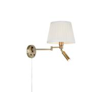 Applique murale pivotante laiton antique double éclairage E27 LED lecture intégrée blanc cassé 4W 60W - Markslojd