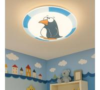 Plafonnier pour chambre d'enfant plafonnier pingouin enfants bleu plafonnier mural pour enfant, acier verre, 1x E27, D 25 cm, EGLO 94457