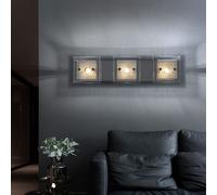 Applique, applique, lampe de salon, lampe de salon, lampe de chambre, 3 ampoules, plaque en verre chromé blanc, douilles G9, LxlxH 40x10x7,5cm