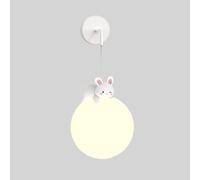 Applique Murale Planet, Lapin en résine avec Abat-Jour en Acrylique, Applique Murale décorative pour Chambre d'enfant, Lampes murales LED Modernes - 5 W - 3 Modes de Couleur, Lampe de Chevet