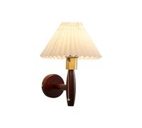 Applique Murale plissée en Bois, Applique Murale câblée E27 avec Interrupteur à Tirette, Lampe Murale rétro Moderne en Bois pour Chambre à Coucher, Salon, Bureau, Salle à Manger, escaliers,