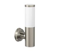 Applique murale PORU pour extérieur inox rond + lampe LED blanc extra-chaud