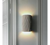 Applique Murale pour Chambre à Coucher, Lampe sculpturale en résine texturée à Nervures, éclairage vers Le Haut et vers Le Bas, Style Nordique, pour Couloir, Chambre ou Salon (Gris
