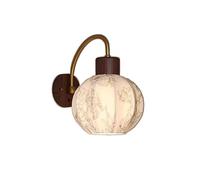 Applique Murale pour Chambre Lampe en Tissu Traditionnelle avec Bras en Arc doré et Base en Bois de Noyer Luminaire pour Chambre à Coucher Salon Entrée S'harmonise avec la décoration de Ferm