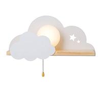Applique murale pour étagère, lampe de chevet de chambre à coucher, nuage chassant la lune et apparence élégante, effet de lumière douce du masque en verre, chaleureux et romantique, blanc, gris, rose