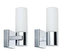 GEMINI-Lot de 2 Appliques de salle de bain Verre et Métal H16,5cm Argenté