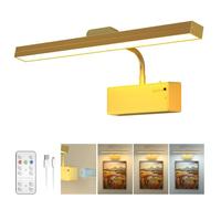 Applique Murale pour Tableaux, Eclairage Tableau sans fil Rechargeable 3000mAh avec Télécommande et Minuterie, Lampe Murale LED Magnétique Dimmable pour Art, Galerie, Cible de Fléchettes, Or