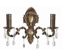 Applique Murale Premium À Double Avec Cristal En Laiton Massif Antique 2-Flamme