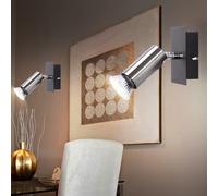 Spot mural applique murale orientable chambre applique salon, métal argent noir, 1x GU10, LxH 10 x 9 cm