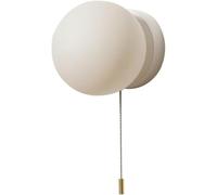 Applique Murale Rechargeable Moderne avec Interrupteur à chaînette, Ampoule Globe G9, Abat-Jour en Verre Blanc, Style Nordique.