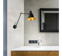 Applique Murale Réglable Chambre À Coucher Liseuse Spot Articulé Noir Or