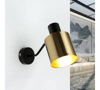 Lampe murale avec bras Applique intérieure Palermo en métal laiton noir design industriel E27 Spotidéal pour le salon cuisine