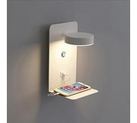 Applique Murale réglable, Lampe de Chevet Moderne Blanche avec Interrupteur Marche/arrêt et Port USB, Applique Murale d'intérieur câblée en métal 12 W, rotative à 350 °, pour Chambre à Coucher et