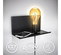 Applique murale réglable luminaire mural rétro lampe de chevet avec étagère noir