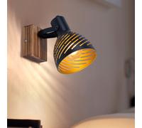 Applique Murale Réglable Rétro Lampe Spot Bois or Noir H Big.ligt